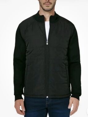 NEW INFINITY Men’s Mixed Media Black Quilted-Lightweight Zip Jacket M